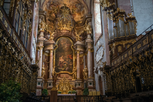 Choir stalls made in baroque style in Collegiate church of Klosterneuburg Monastery, Klosterneuburg, Austria