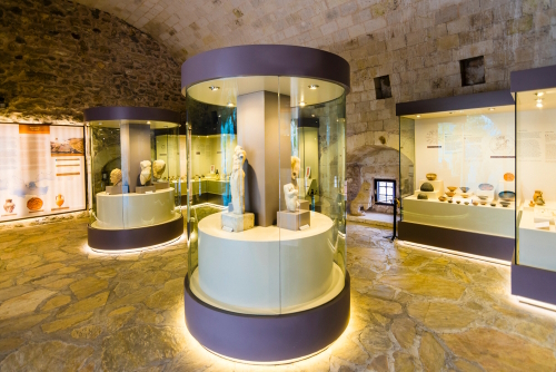 Marmaris Castle interior view with artifacts in Marmaris Town. Marmaris Castle is populer tourist attraction in Antalya, Turkey