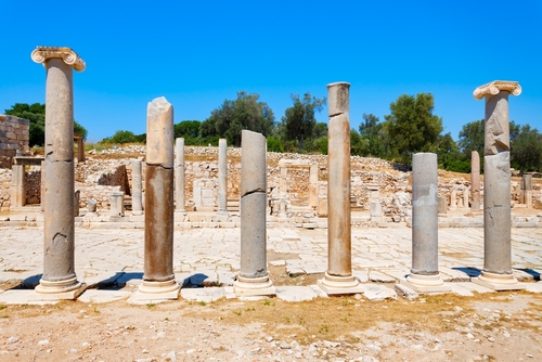 Columns at the main street of Patara, an ancient city and the capital of Lycia, located near the Gelemis village in Antalya, Turkey