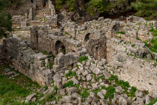 The Ancient City of Phaselis in Tekirova Kemer, Antalya, Turkey. Founded by the Rhodians in the 7th Century BC, Phaselis is also an ancient port city