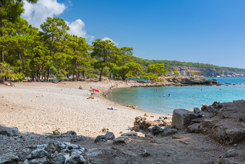 Beautiful beach at the ancient Phaselis city, Kemer, Antalya, Turkey