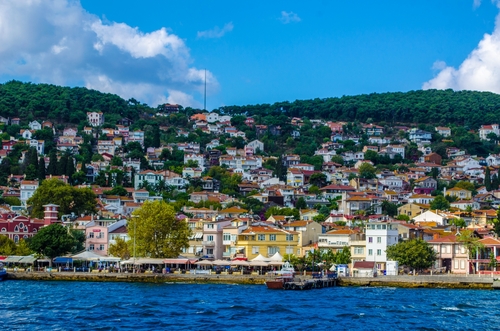 View of the Turkish island Heybeliada one of the Princes Islands on Marmara Sea near Istanbul, Turkey