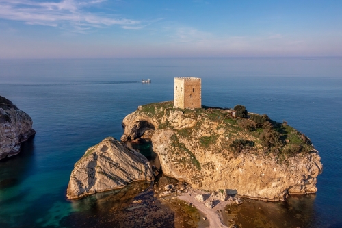 Drone shooting Sile castle and its surroundings, Sile near Istanbul, Turkey