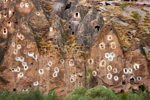 Pigeon houses in Soganli valley, Kayseri district, Cappadocia, Turkey, Soganli Valley is famous for its rock churches. Tokali, Secret, Domed, Karabas, Tahtali Churches are the most well-known ones