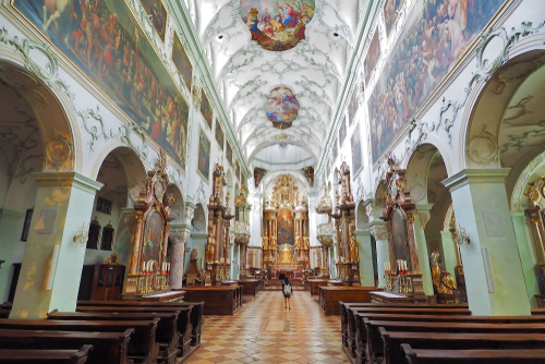 Interior view of St. Peter's Abbey (Stift St. Peter) The oldest christian church in Salzburg, Austria
