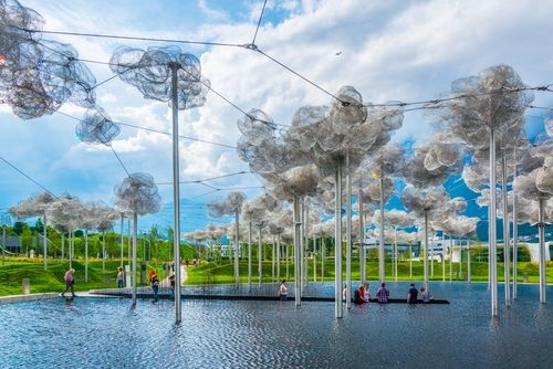 Sculpture called Clouds inside of the swarovski Kristallwelten complex in Wattens, Tyrol, Austria