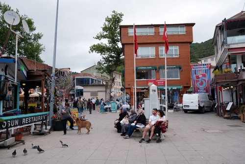 Street view of Anadolu Kavagi village at the northern end of the Bosphorus in the Beykoz district of Istanbul, Turkey