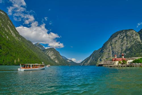 St. Bartolomei Monastery Church on Konigsee lake in Bavaria, Germany