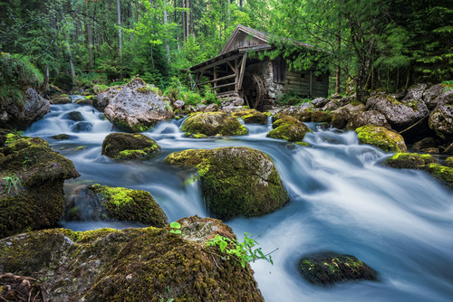 Beautiful view of the Golling Waterfall near Hallein, Austria