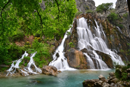 Beautiful view of the Ucan waterfall (Ucan Su Selalesi) near Alanya, Antalya, Turkey