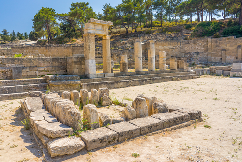 Doric Temple at Ancient Kamiros on the Aegean coast of Rhodes, Dodecanese Islands, Greece