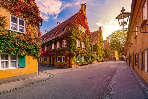 The Fuggerei is the world's oldest social housing complex still in use. It is a walled enclave within the city of Augsburg, Bavaria, Germany