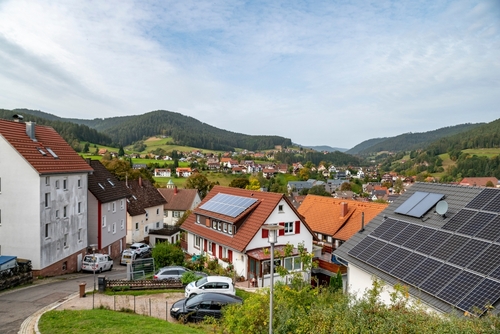 Street view of the village of Baiersbronn in the Black Forest, Baden-Württemberg, Germany