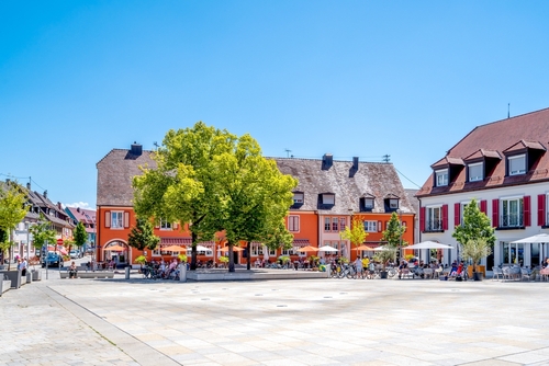 View of a main square at the old city of Breisach am Rhein, The Black Forest, Baden-Württemberg region of Germany