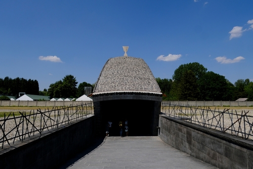 Exterior view of the Jewish memorial at the Dachau Concentration Camp Memorial Site near Munich, Bavaria, Germany