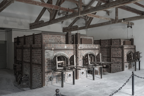 Crematorium at the Dachau Concentration Camp Memorial Site near Munich, Bavaria, Germany