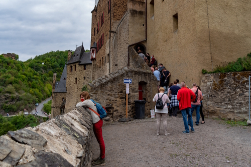 View of a turn at the entrance to the Eltz Castle, a medieval castle on the hills above the Moselle River, Rhineland-Palatinate, Germany