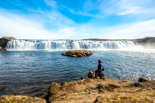 Beautiful view of the Vatnsleysufoss or Faxi waterfall is located on the Golden Circle, a popular tourist trail east of Reykjavik, Iceland