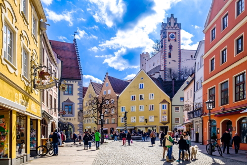 Historic buildings at the old town of Fussen, Bavaria, Germany