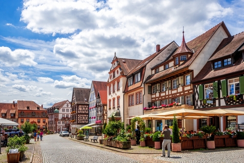 View of a street in the city of Gengenbach in the Black Forest, Germany