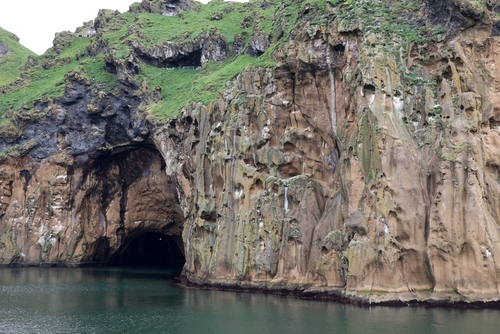 Vestmannaeyjar rock cave on the coast of Heimaey island, Westman Archipelago, Iceland
