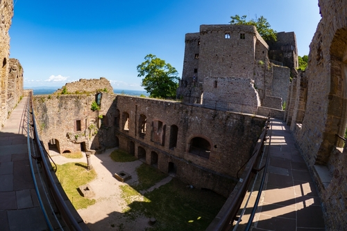 Inside the ruins of Hohenbaden Castle near Baden-Baden in the Black forest, Baden-Wurttemberg, Germany