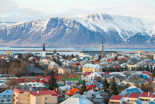 Scenery view of Reykjavik the capital city of Iceland in late winter season. Reykjavik is one of Europe's most dynamic and interesting cities