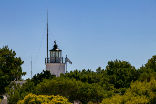 View of the top of Keri Lighthouse on the Island of Zakynthos, Ionian Islands, Greece
