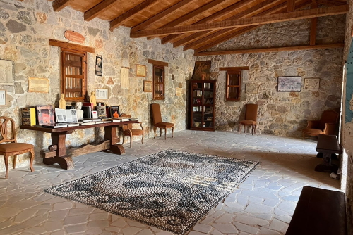 Interior view of a chamber in the Hippocrates Garden with a mosaic on the floor, Island of Kos, Dodecanse Islands, Greece