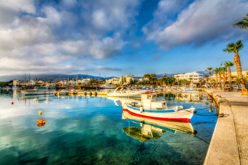 View of the harbour in Kos town, Kos Island, Dodecanese Islands, Greece