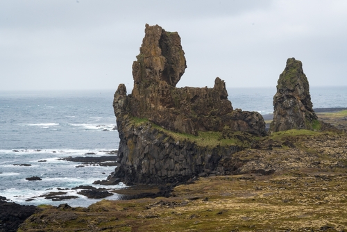 Close-up view of Londrangar Rocky cliffs in Snaefellsnes Peninsula, Iceland