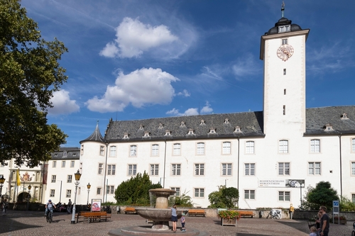 Mergentheim Palace, Residenzschloss, a historic building in the center of the town of Bad Mergentheim located in the Main-Tauber-Kreis, Bavaria, Germany