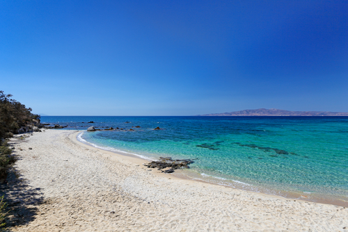 View of the beautiful Kastraki beach and its beautiful turquoise waters, Naxos Island, Cyclades Islands, Greece