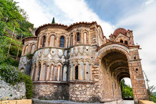 The Pantanassa Monastery at Mystras, a fortified town in Laconia, the Peloponnese, Greece