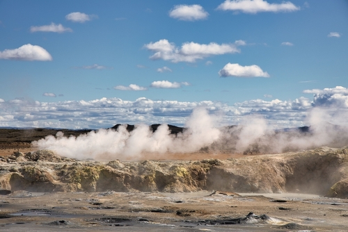 An ethereal image of a sulphuric smoker in Namaskaro, Iceland