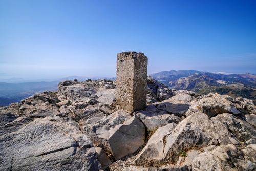 Scenery landscape seen from the peak of Mount Zas (Zeus), Naxos Island, Cyclades Islands, Greece