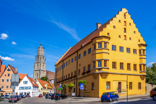 Historical city of Noerdlingen, the town inside the walls, Bavaria, Germany