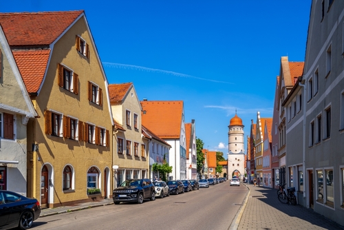 Street view of the Historical city of Noerdlingen in Bavaria, Germany