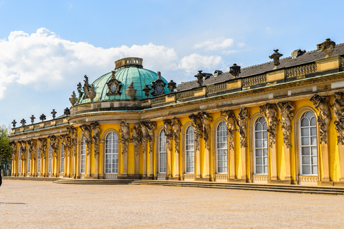 Sanssouci Palace, the former summer palace of Frederick the Great, King of Prussia, in Potsdam near Berlin, Germany