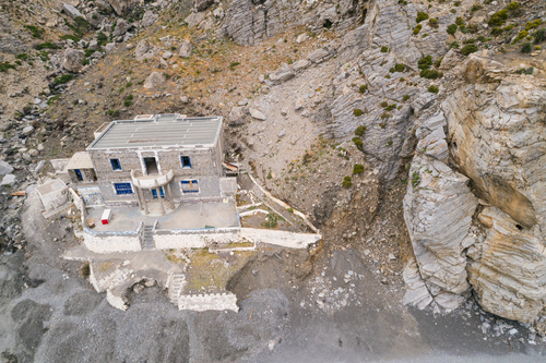 View of the Paralia Thermes springs bath house on the Island of Kos, Dodecanse Islands, Greece