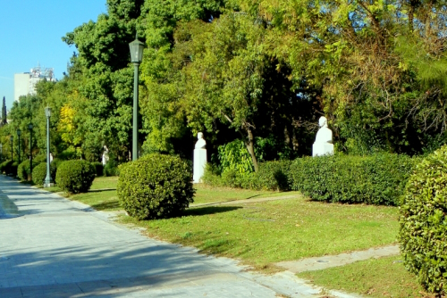 View of the main pathway at Pedion Areos which is one of the largest public parks Athens, Attica, Greece
