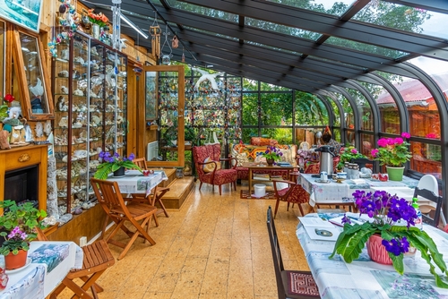 Cafe place at Petra's Mineral Collection house and museum showing rare rocks and minerals in Stöðvarfjörður, east Iceland