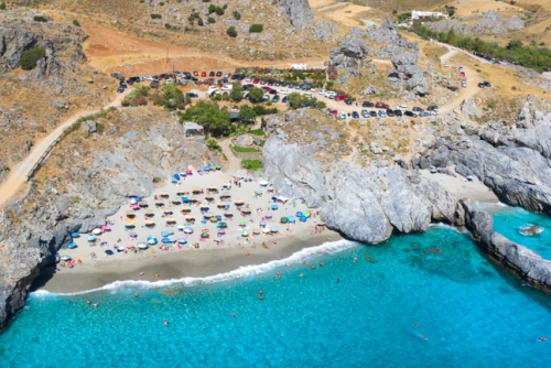 Amazing Ammoudi, Ammoudaki, Damnoni beaches in Crete island, Greece near famous resort of Plakias
