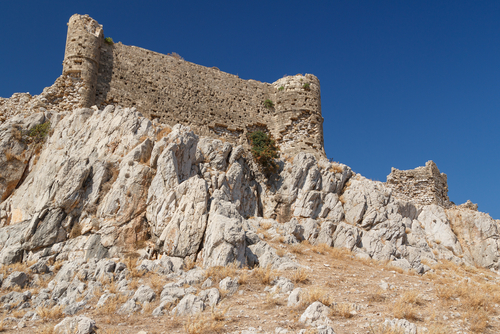 Ruins of the medieval Feraklos castle, Rhodes island, Greece
