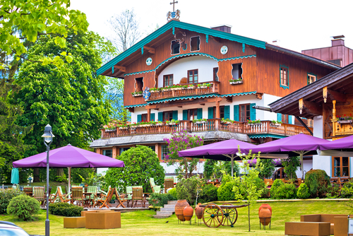 Traditional german architecture of Rottach Egern village on Tegernsee lake, Bavaria, Germany