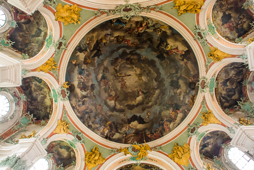 Abbey of Saint Gall in St. Gallen, Switzerland. The interior of the Cathedral is one of the most important baroque monuments in Switzerland