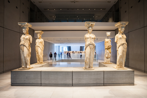 Interior view of the Acropolis Museum, an archaeological museum focused on findings archaeological site of Acropolis of Athens in Greece