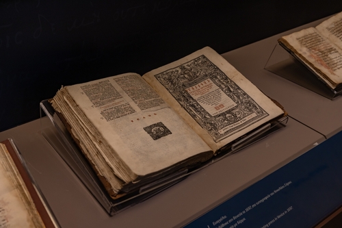 A picture of an ancient book at the Arkadi Monastery on the Island of Crete, Greece