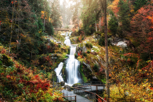 Beautiful waterfall in the Black Forest in Triberg, Germany