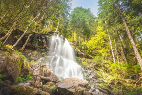 The huge Zweribach Waterfall in the Black Forest, Germany